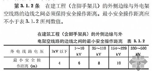 高压线一侧施工安全距离规范