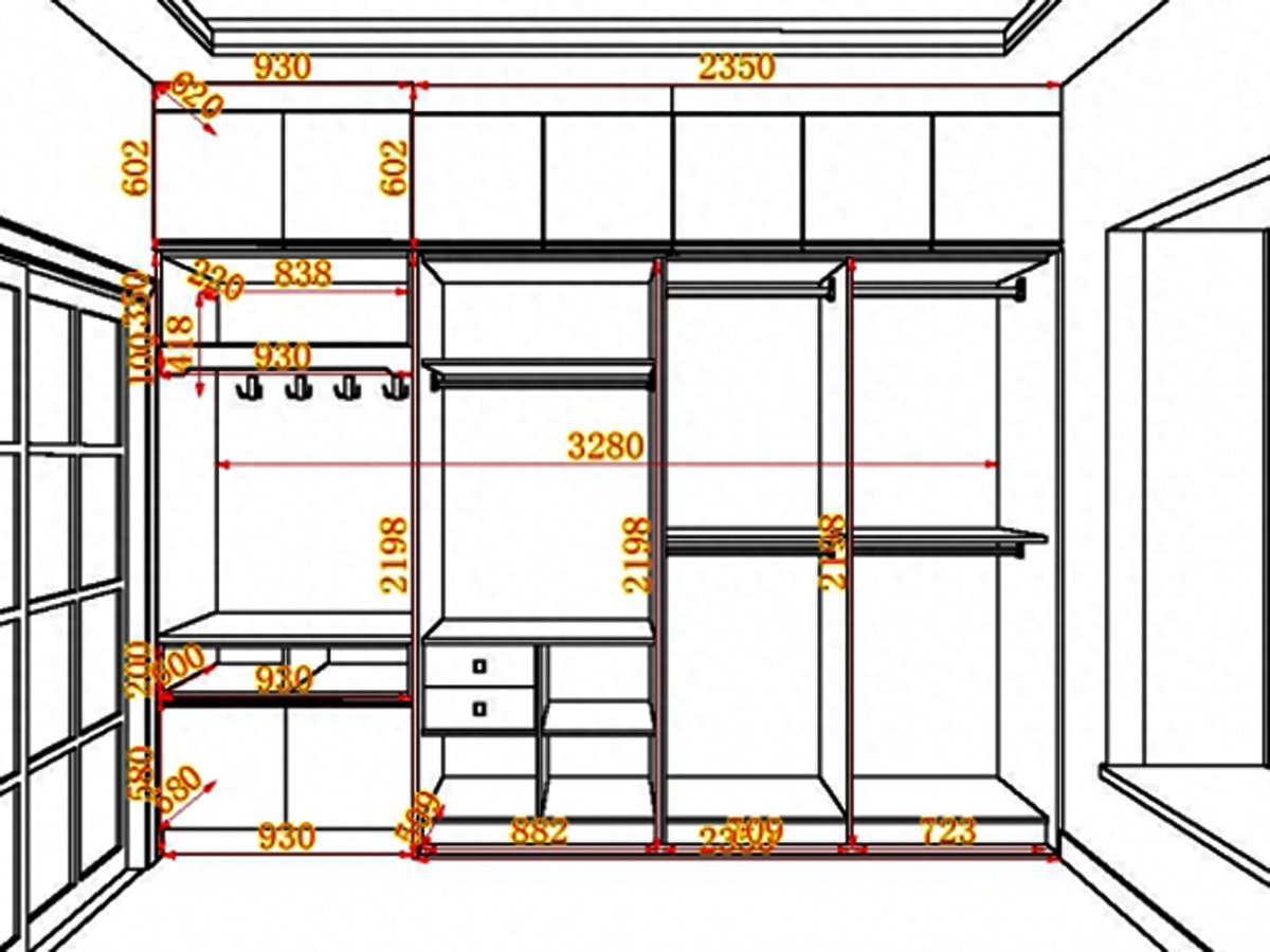 20组卧室衣柜内部格局尺寸设计，一定有适合你家的那一款