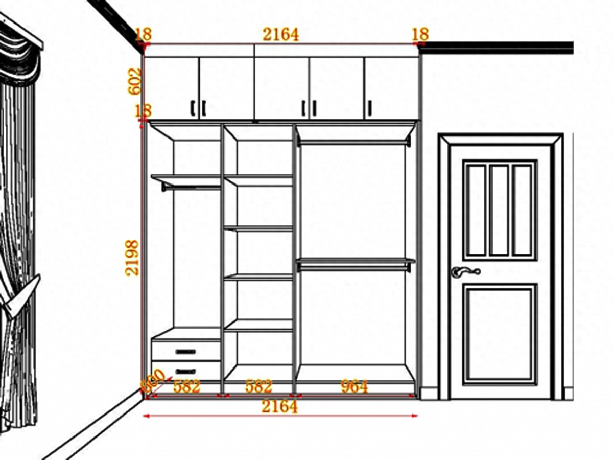 20组卧室衣柜内部格局尺寸设计，一定有适合你家的那一款