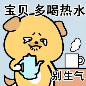 ​小黄狗表情包：宝贝 多喝热水