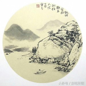 ​精品国画圆卡山水画作品九幅图欣赏